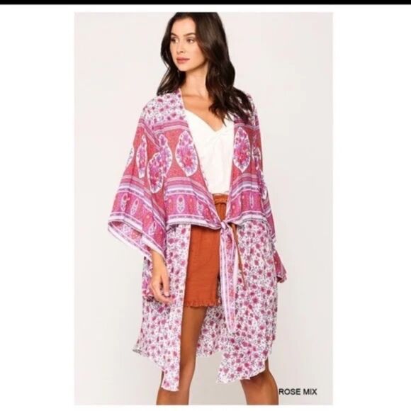 Floral Kimono Rose Mix Medium - Picture 1 of 6